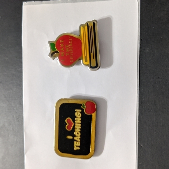 Vintage Teaching Teacher Enamel Pins - Set of 2 - Picture 1 of 5
